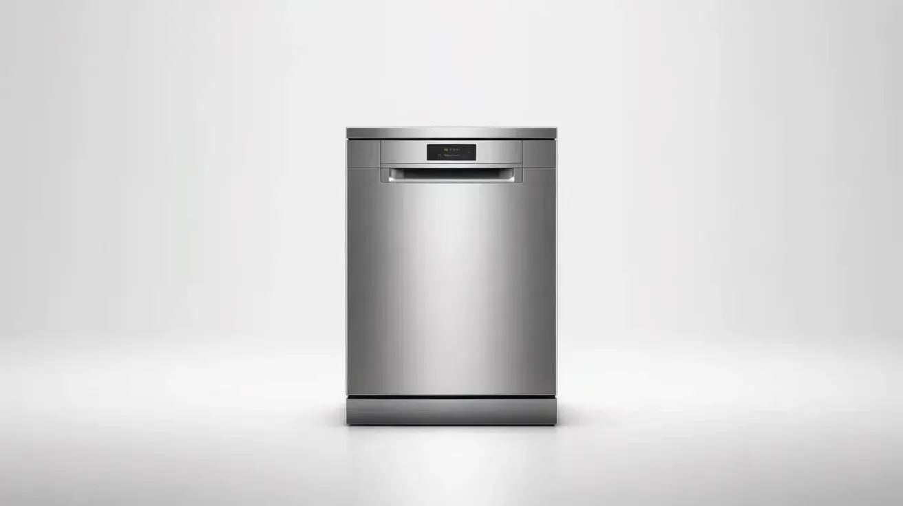 Modern stainless steel dishwasher appliance isolated for service representation