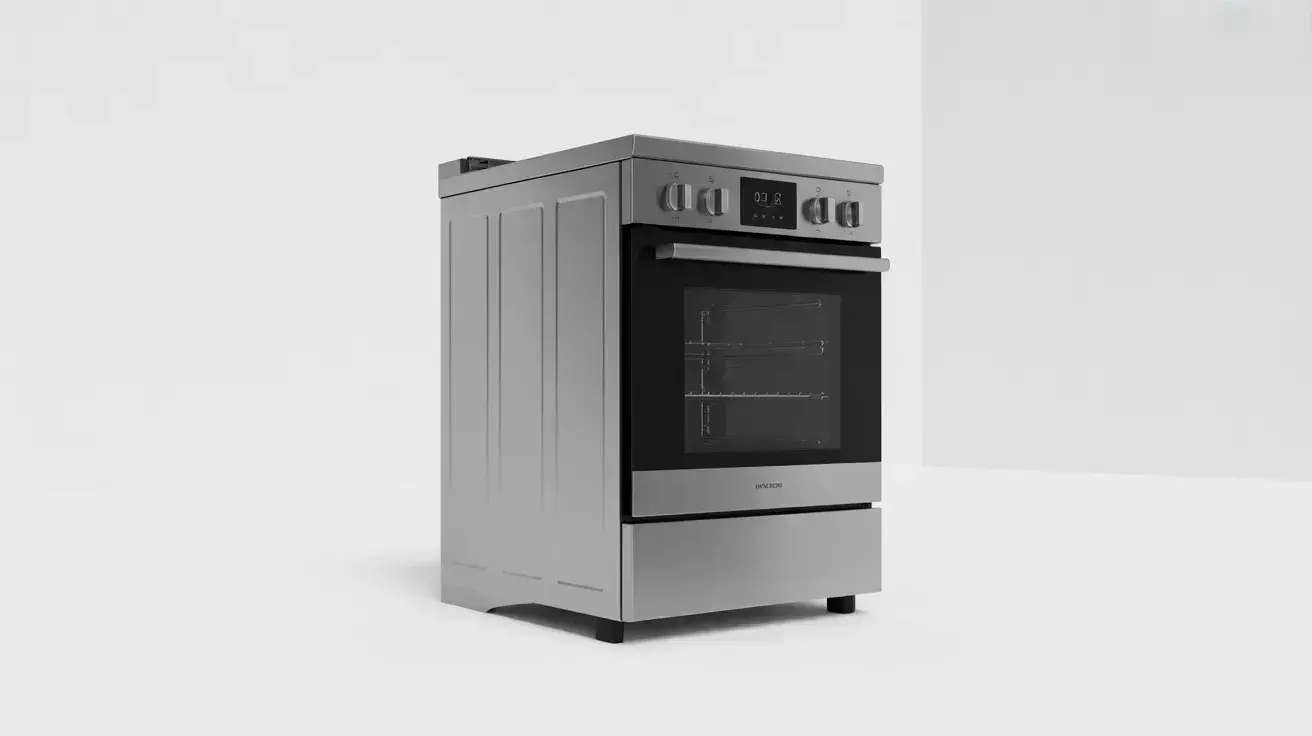 Modern oven and stove appliance isolated for service representation