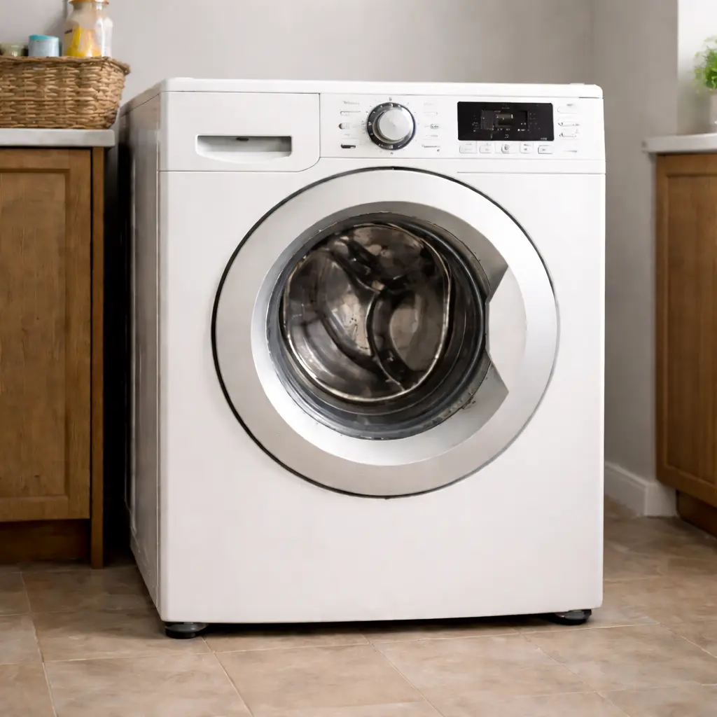 Clean and fully repaired washing machine working properly after service